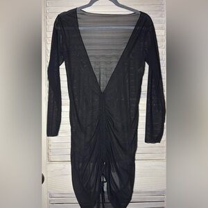 Black Sheer Long Sleeve Cover-Up